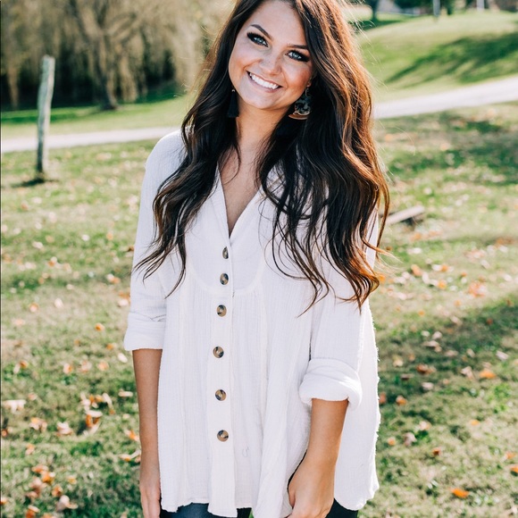 Free People Tops - Free People All About The Feels Button Down L NWT